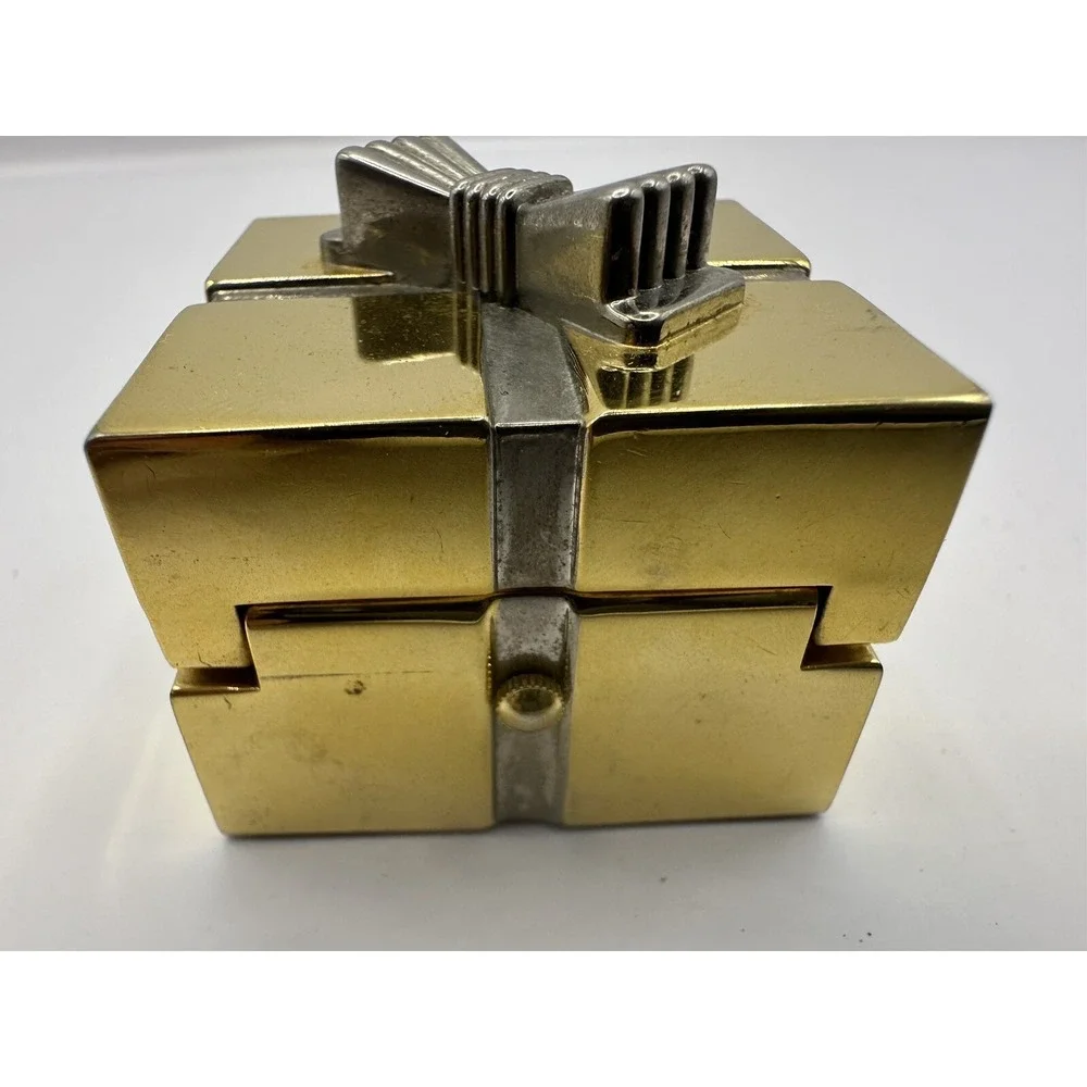 Collezio Miniature Brass Gift Box‎ New Battery Gold Tone Clock Watch V